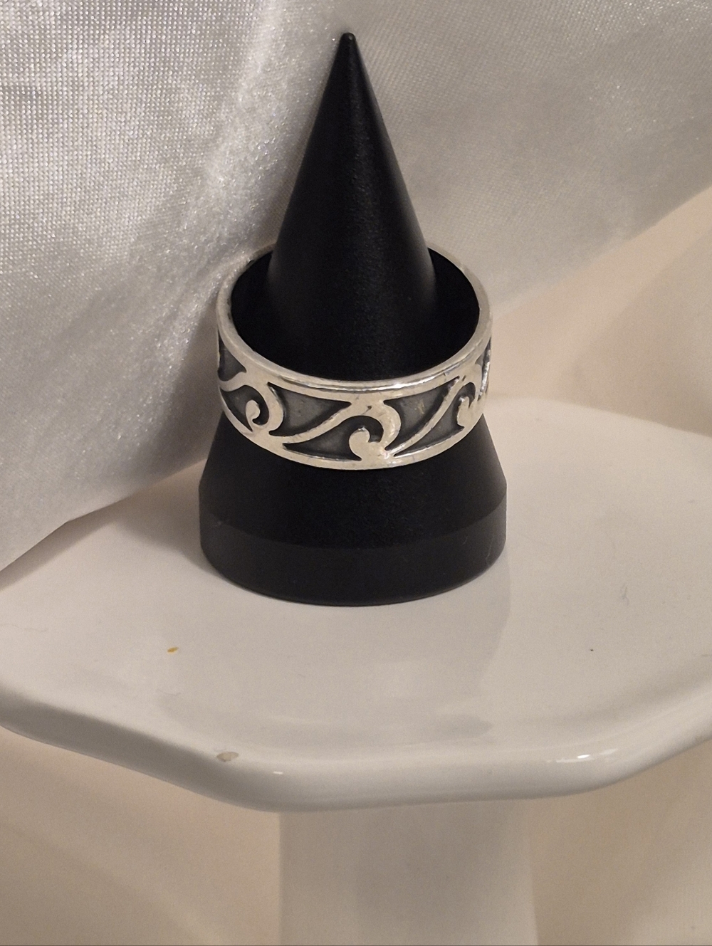 Sterling Silver Scroll Wave Band Sterling X Lg. finger Or  Men Size 14